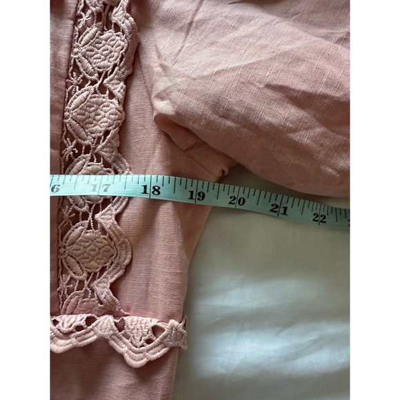 NWT Endless Rose Plunging Lace Trim Puff Sleeve Dress Dusty Pink Size L - Picture 8 of 11